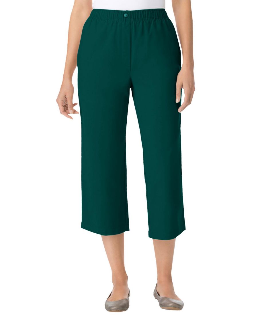 

Женские джинсы-капри Within 7-Day из хлопка с эластичным поясом и застежкой на резинке Woman Within, Emerald green