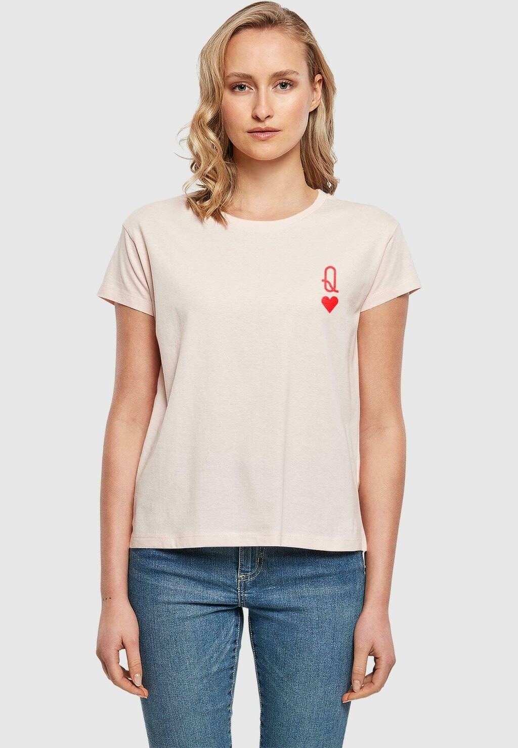 

Футболка с принтом HUGS LOVE QUEEN OF HEARTS BOX Merchcode, розовый