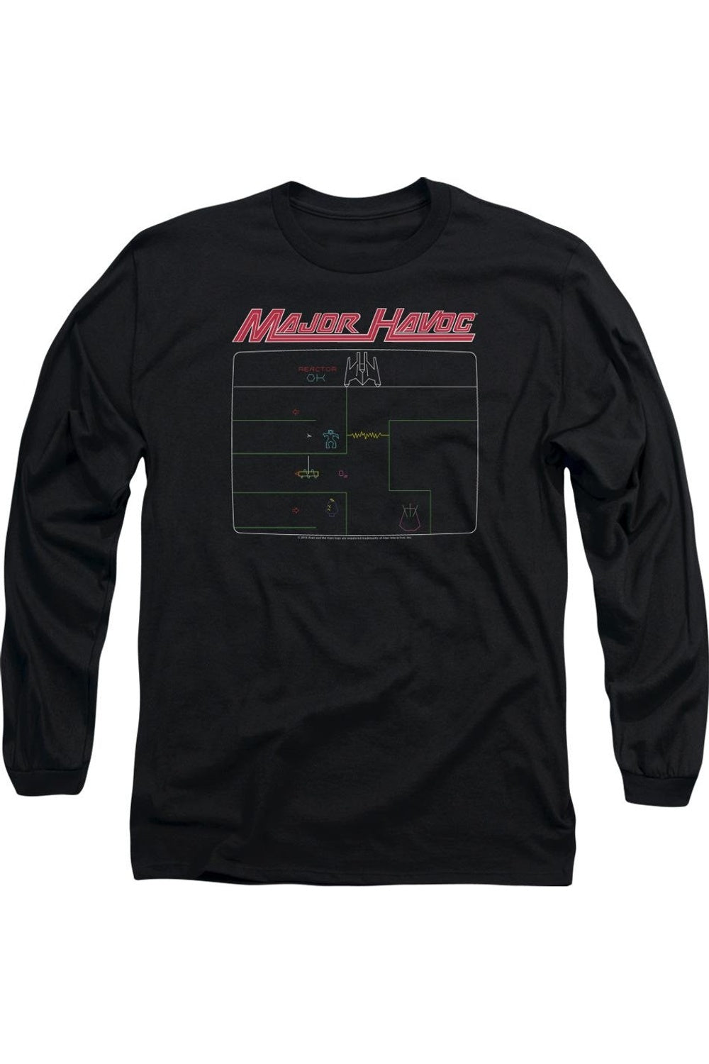 

Футболка Atari Major Havoc Screen с длинным рукавом для взрослых Gildan, черный