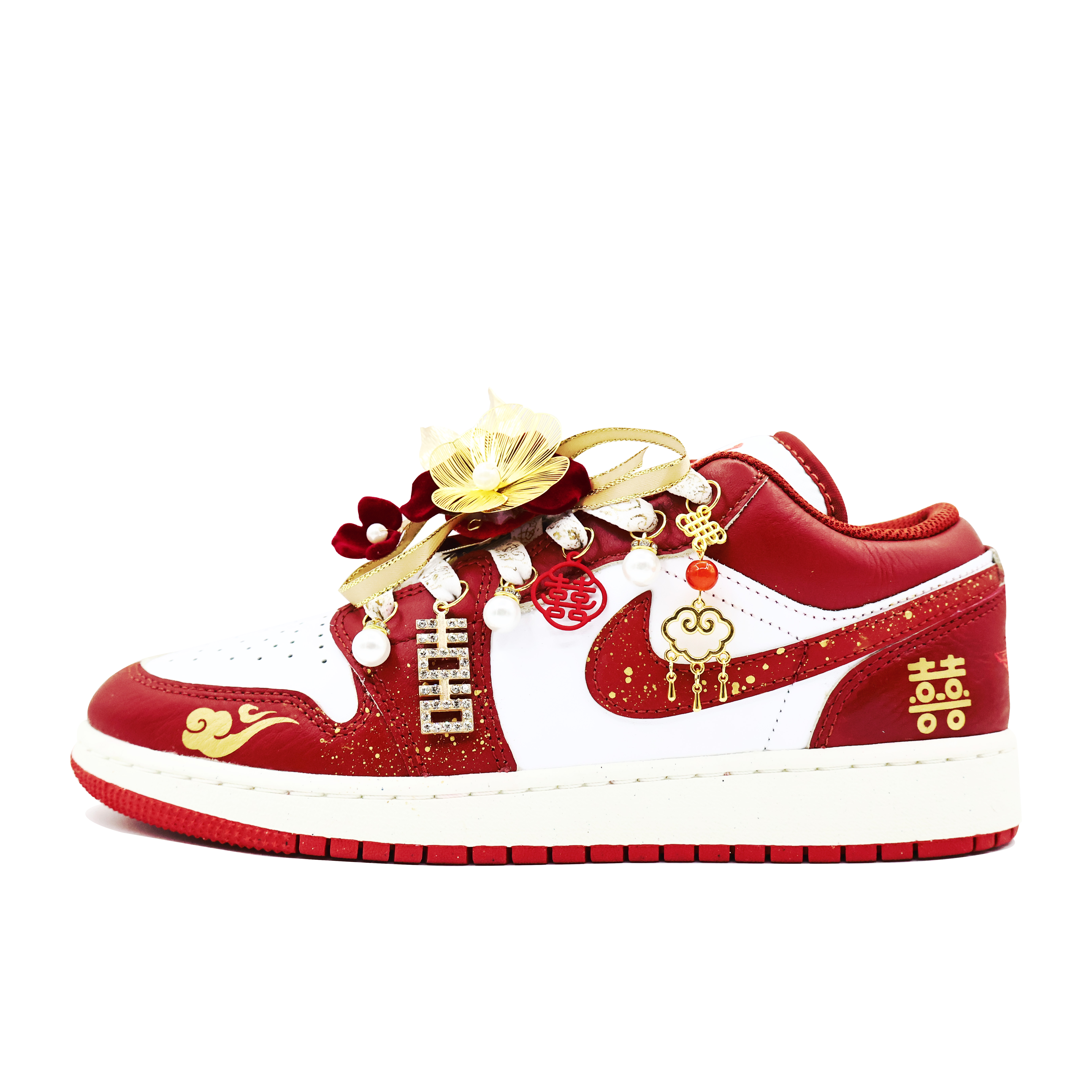 

Баскетбольные кроссовки Air 1 для детей начальной школы Jordan, Red White Gold