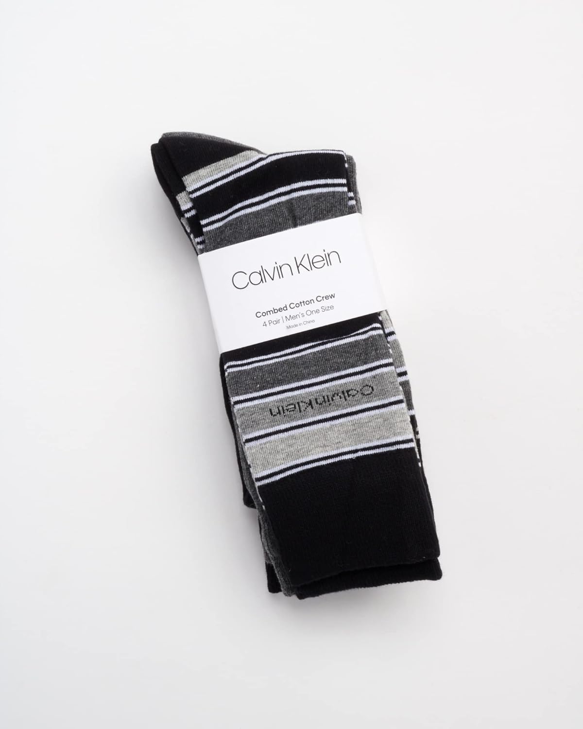 Мужские носки Calvin Klein Crew Socks - 4 пары, легкие, влагоотводящие, мягкие, спортивные носки для мужчин, для занятий спортом и бега, Black Assorted — фото 2