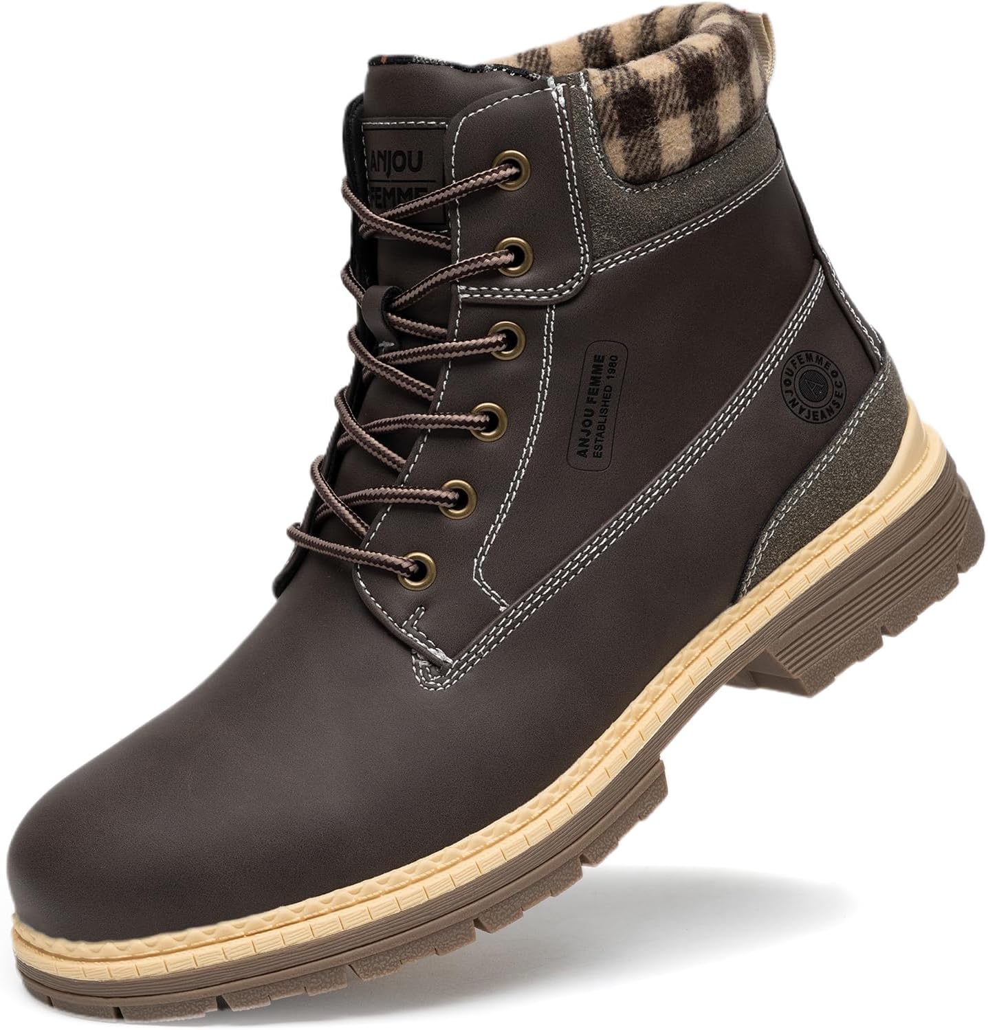 

Зимние походные ботинки ANJOUFEMME для мужчин, водонепроницаемые, теплые треккинговые ботинки для мужчин, коричневый