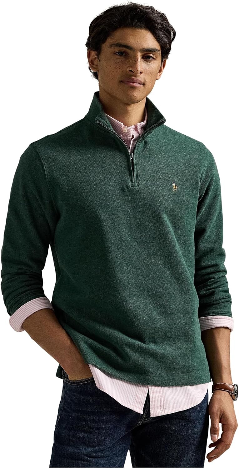 

Polo Ralph Lauren мужская флисовая толстовка с длинным рукавом и молнией на четверть, Scotch Pine Heather