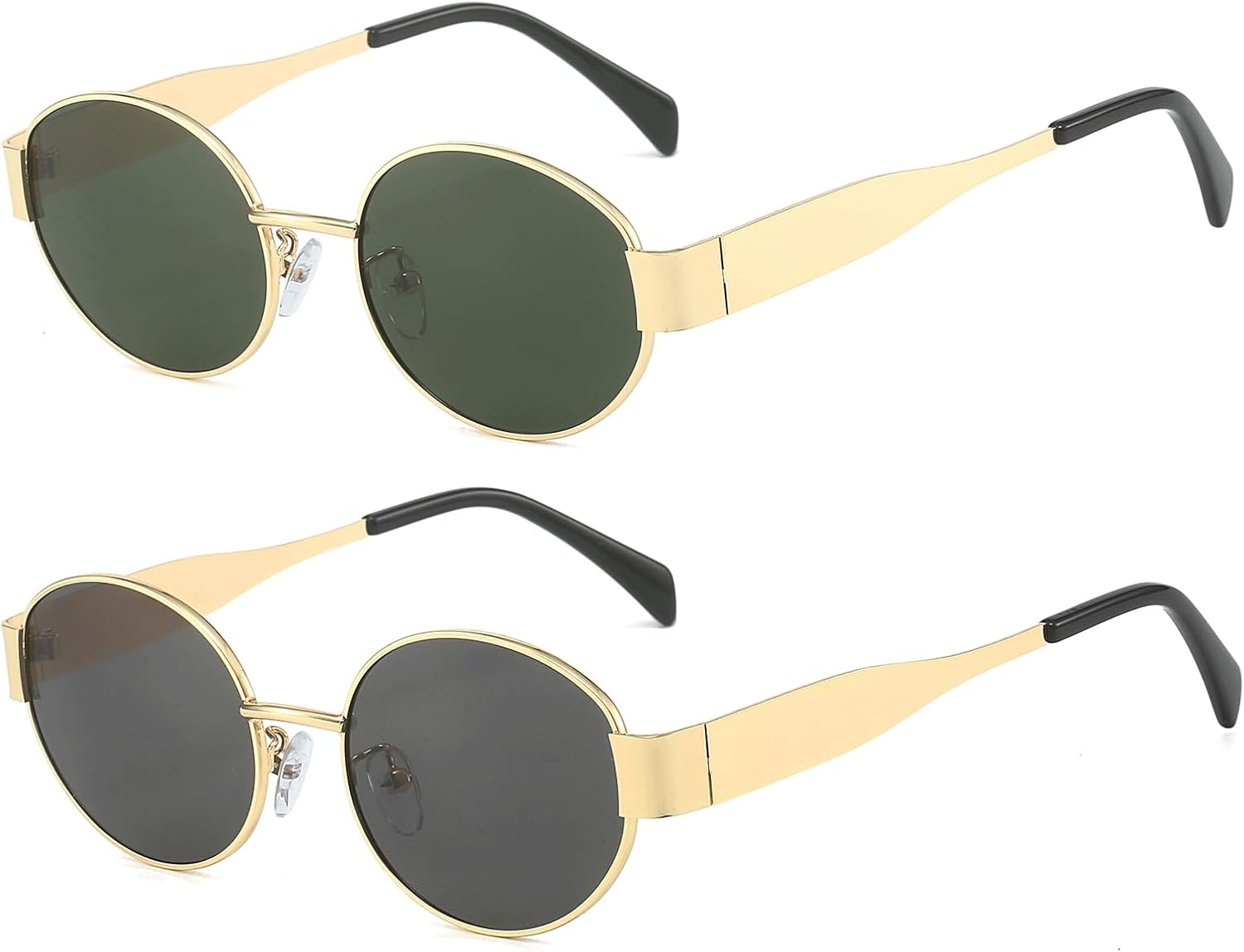

Солнцезащитные очки YAMEIZE в стиле ретро 90-х годов, овальные, с металлической оправой, классические круглые, для женщин и мужчин, с защитой UV400, для активного отдыха, Gold Grey+gold Green