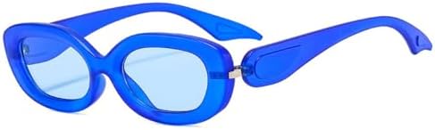 

Популярные овальные солнцезащитные очки 2027 года для женщин, ретро-очки с защитой от УФ-излучения UV400 для мужчин, голубые очки цвета шампанского MTZJH, Matte Blue Blue