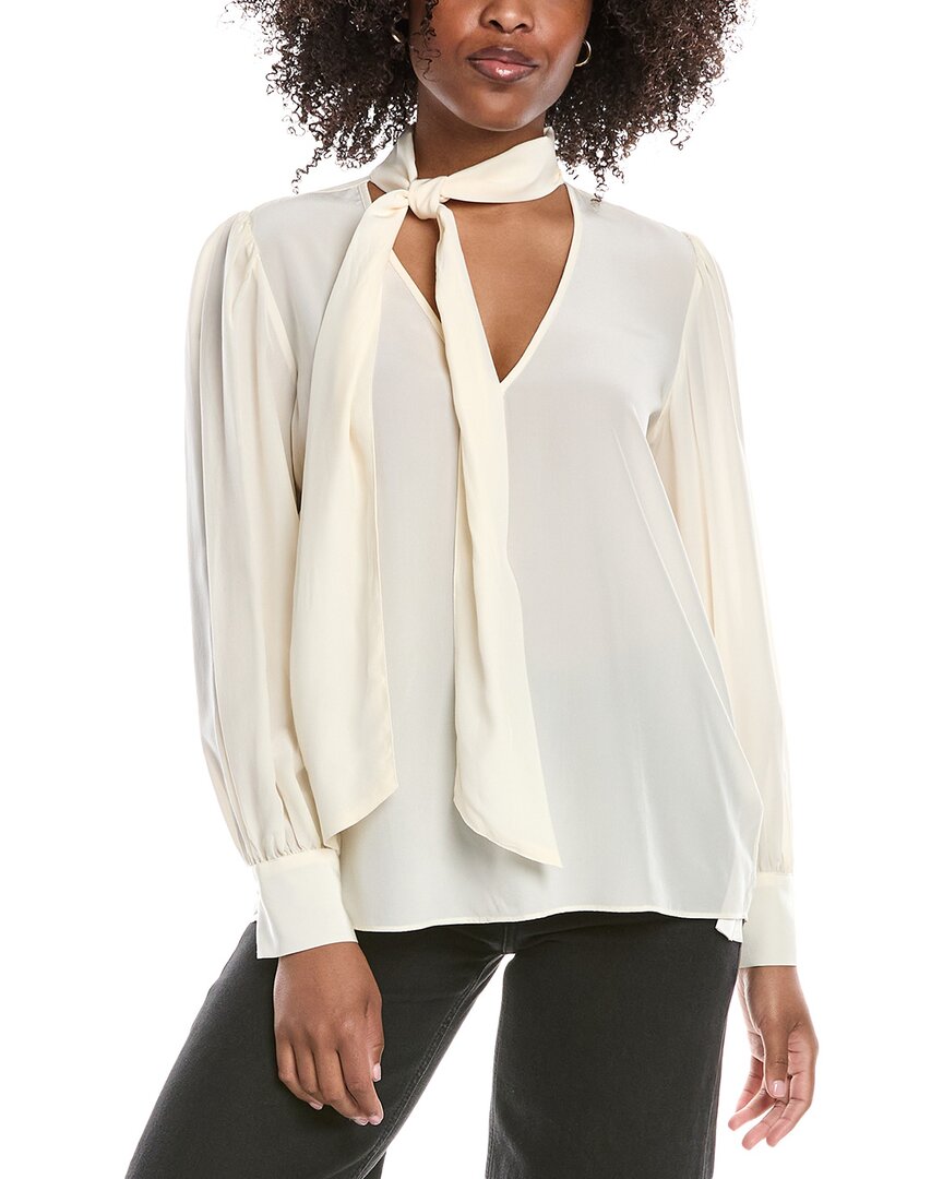 

7 For All Mankind Расслабленная блузка с бантом из шелка, белый