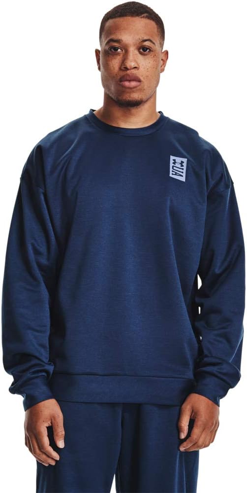 

Under Armour мужская футболка с длинным рукавом и круглым вырезом, Academy Blue Full Heather (408)/Washed Blue