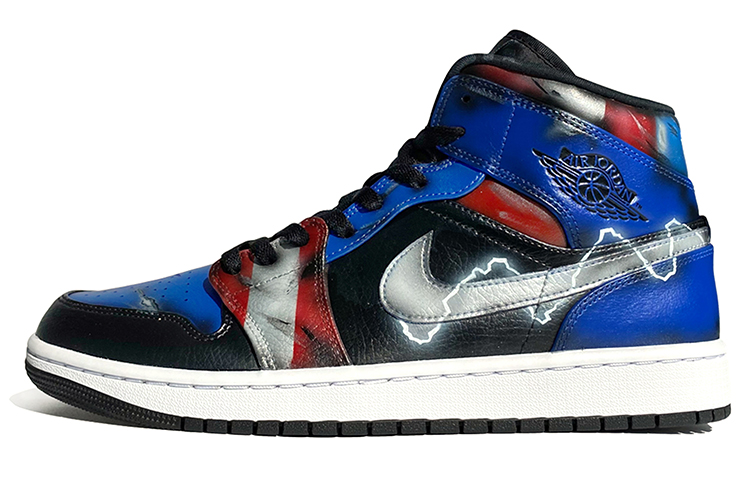 

Кроссовки Air Jordan 1 Vintage Basketball Shoes Men High-Top Black Blue