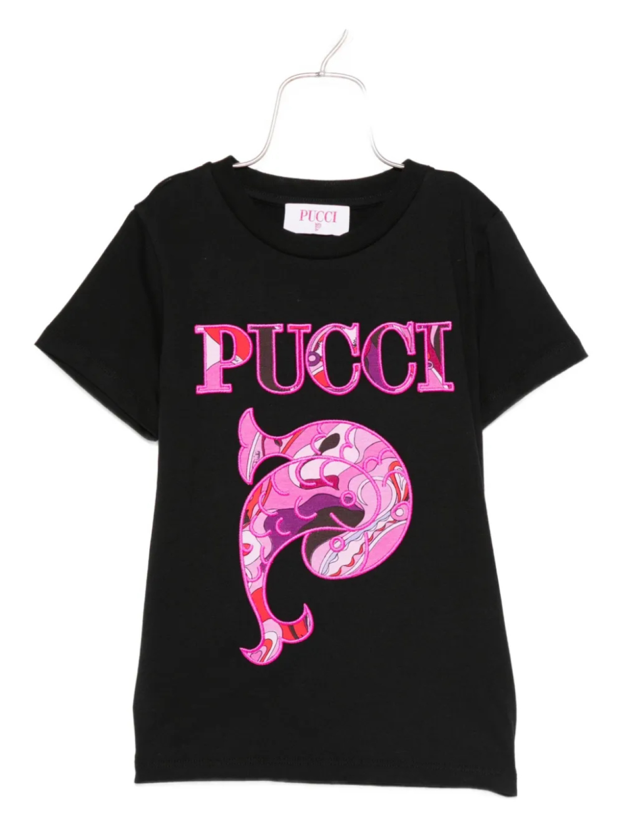 

Футболка PUCCI Junior с принтом пейсли и логотипом, черный