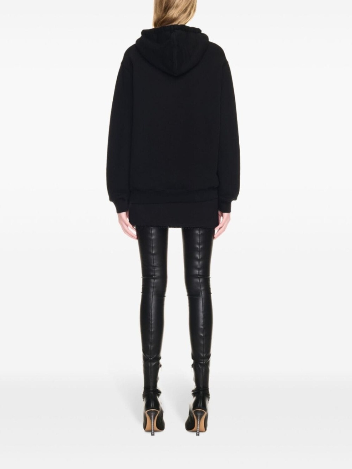 Off-White толстовка с капюшоном из хлопка с кружевной аппликацией логотипа, черный — фото 4