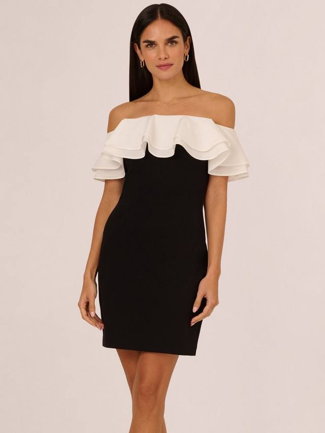

Мини-платье adrianna из трикотажного крепа в цветную полоску Adrianna Papell, цвет Black/Ivory