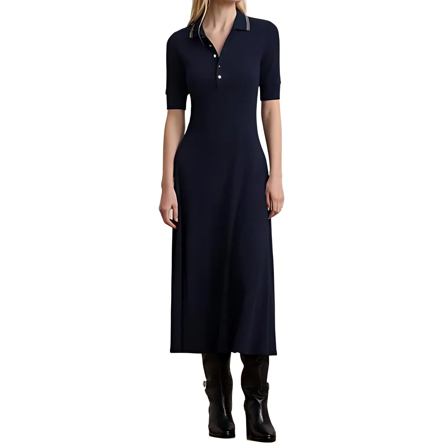Платье-поло с коротким рукавом Lauren Ralph Lauren Marine Blue