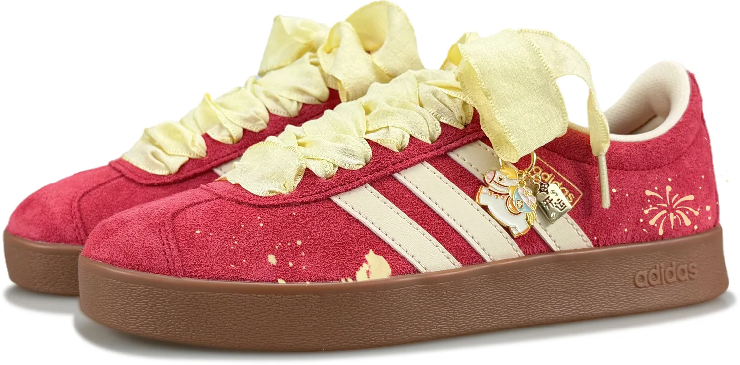 Adidas Vl Court Classic Galloping Iridescent Abrasion Resistant Low top Skateboard Shoes Unisex Red — фото 4
