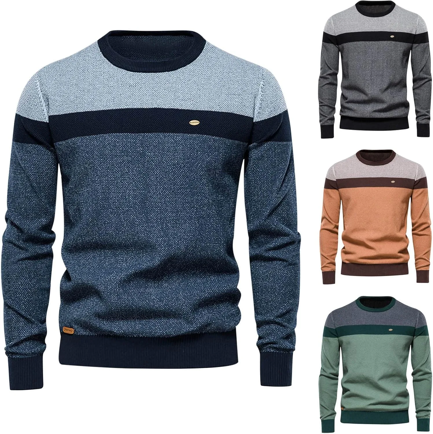 

Мужской свитер tuduoms с цветными блоками, вязаный из хлопка, свободного кроя