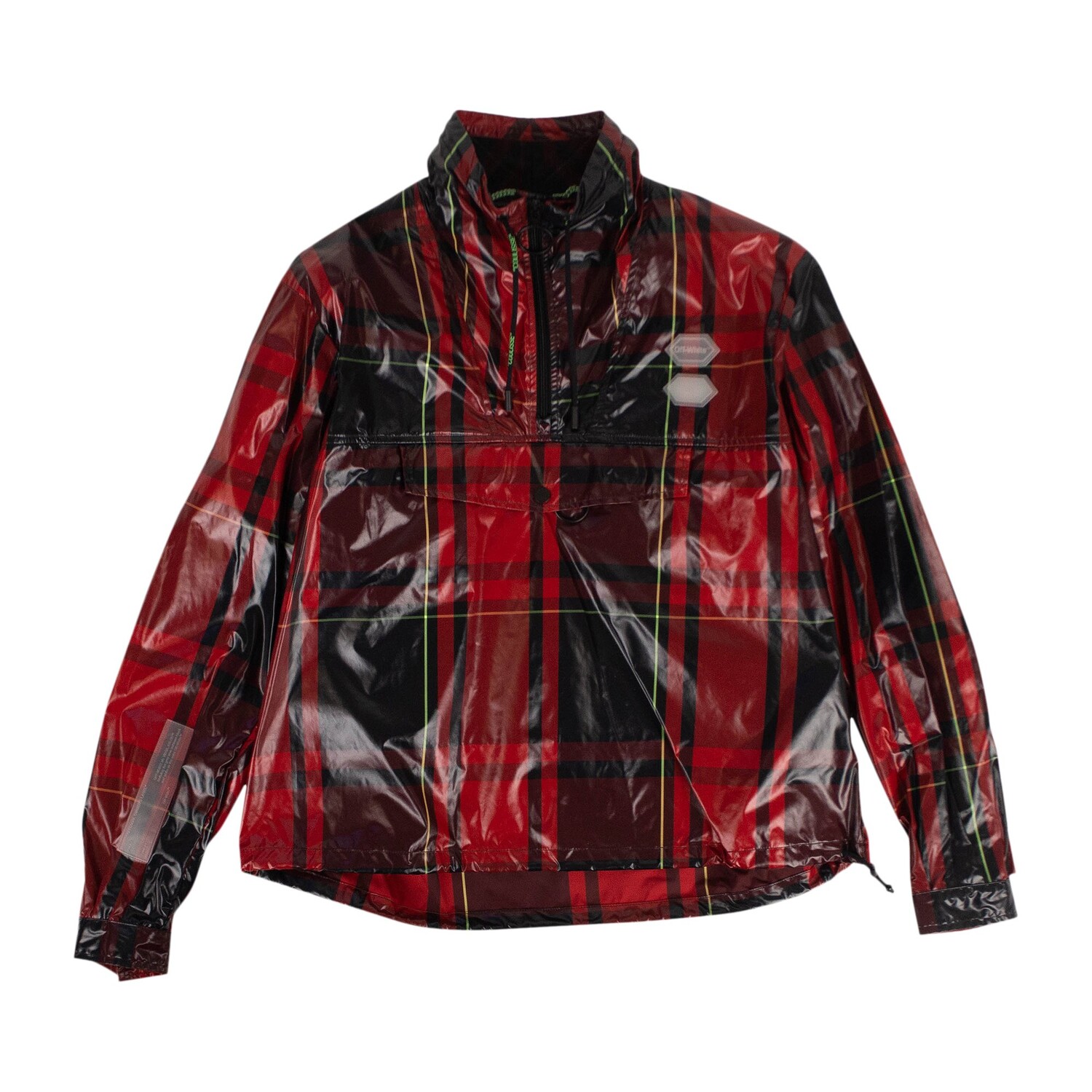 

Off-White Куртка с воротником на молнии в клетку тартан, цвет Красный