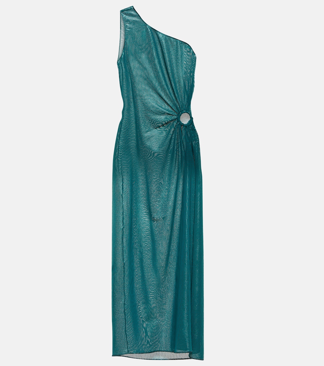 

Платье миди на одно плечо из ламе Oséree, Petroleum Green