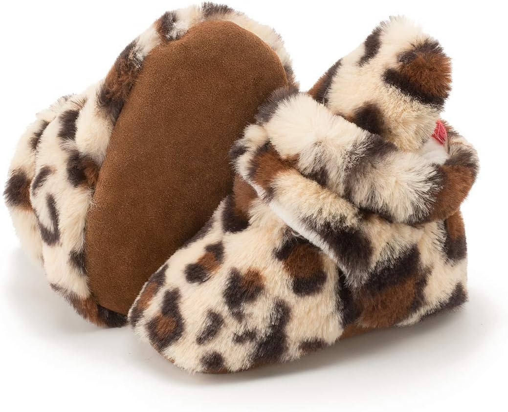 

HsdsBebe Унисекс Новорожденные Детские Хлопковые Пинетки с Нескользящей Подошвой для Малышей Мальчиков и Девочек Зимние Теплые Флисовые Носочки-Обувь, D/Leopard Print Beige