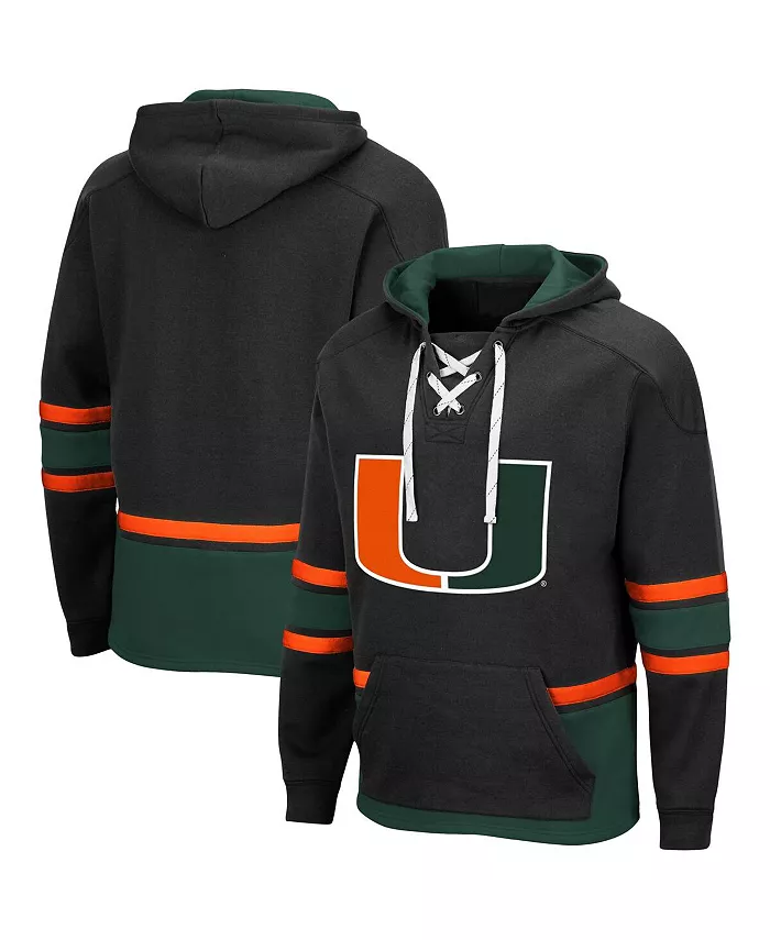 

Мужская толстовка с капюшоном Miami Hurricanes Lace Up 3.0 на шнуровке Colosseum, черный