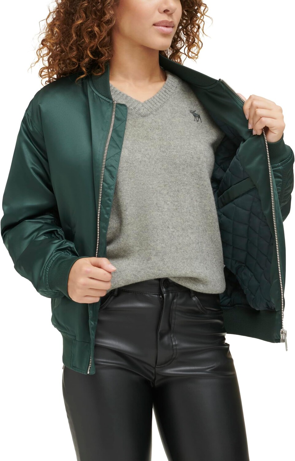 Куртка Levi's Fashion Bomber with Ruching on Sleeves, цвет Darkest Spruce — фото 3