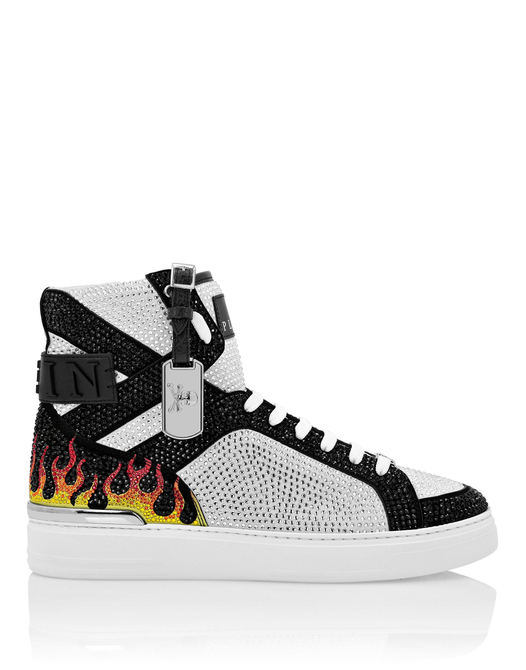 

MONEY BEAST Hi-Top кристалл Пламя Philipp Plein, цвет White / Black