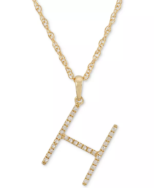 

Ожерелье с бриллиантом (1/10 карата) в форме инициала из 10-каратного золота, 16 дюймов + 2-дюймовый удлинитель Macy'S, h