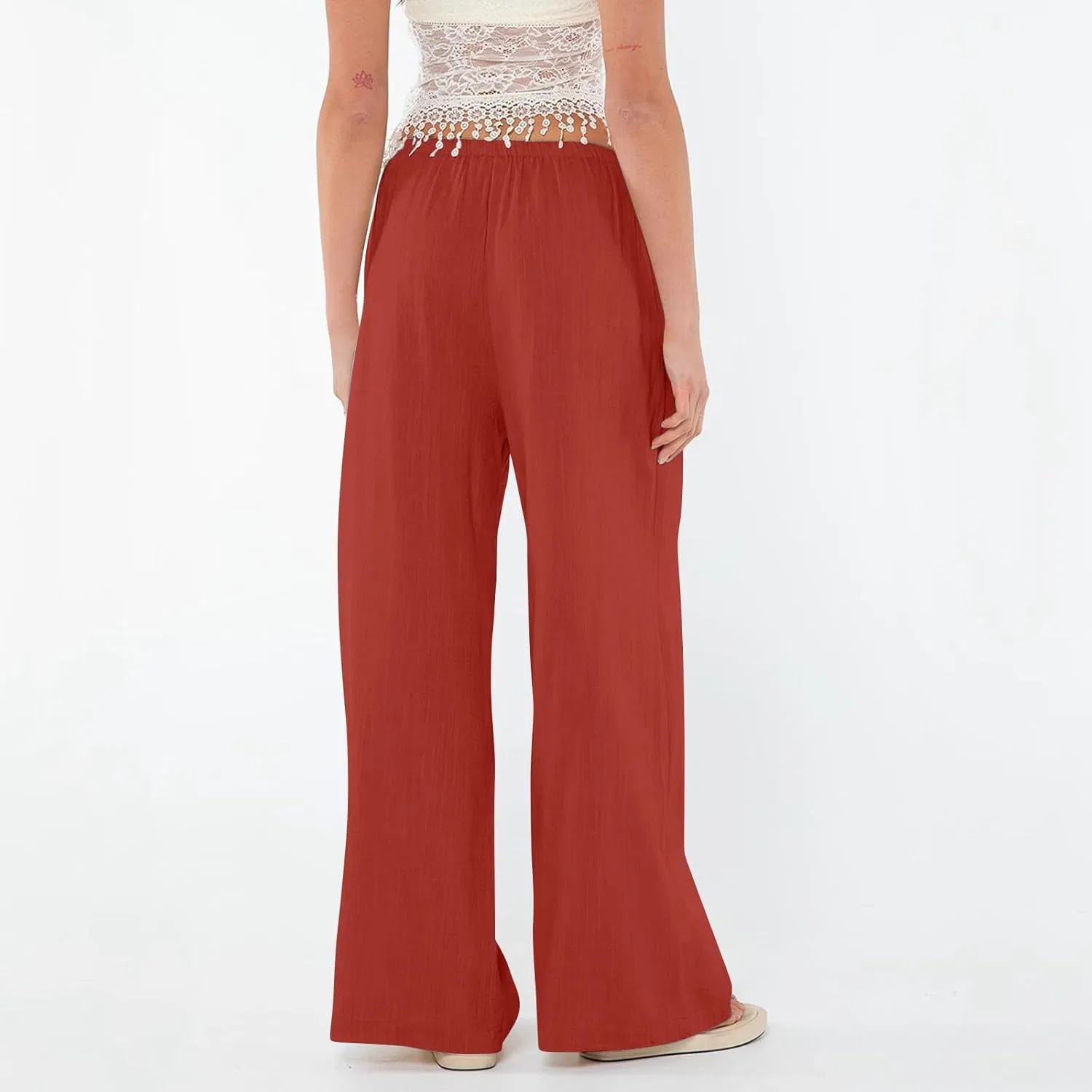 Паланцо женские из хлопка и льна, свободные, с карманами, оранжевый — фото 3