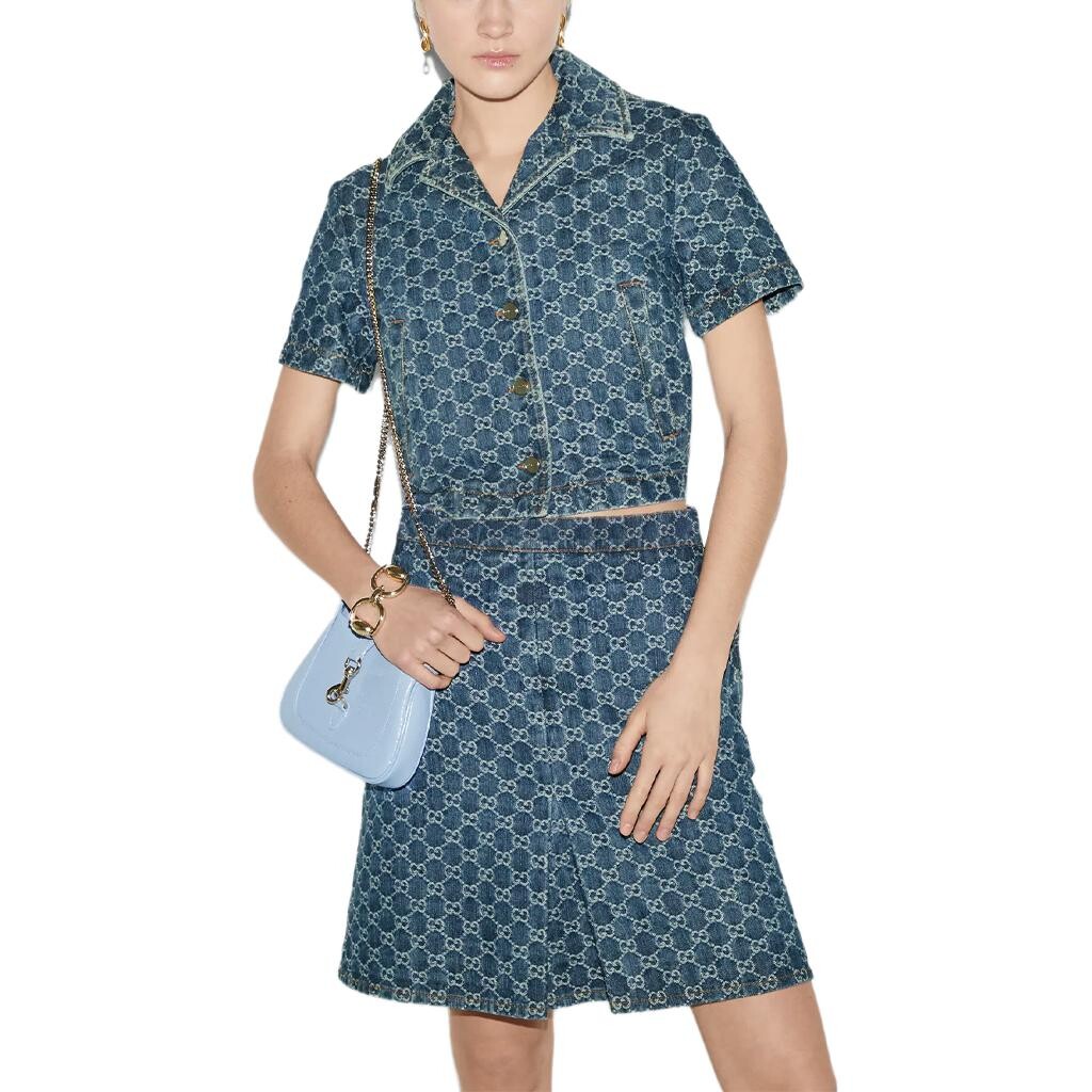 Юбка джинсовая женская Gucci, классический крой, синий — фото 2