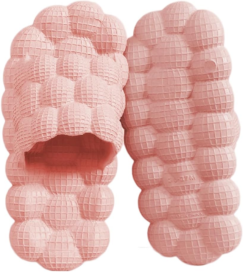 

Домашние тапочки Rojeam для женщин и мужчин, шлепанцы для душа EVA с массажными пузырьками, ванной, розовый