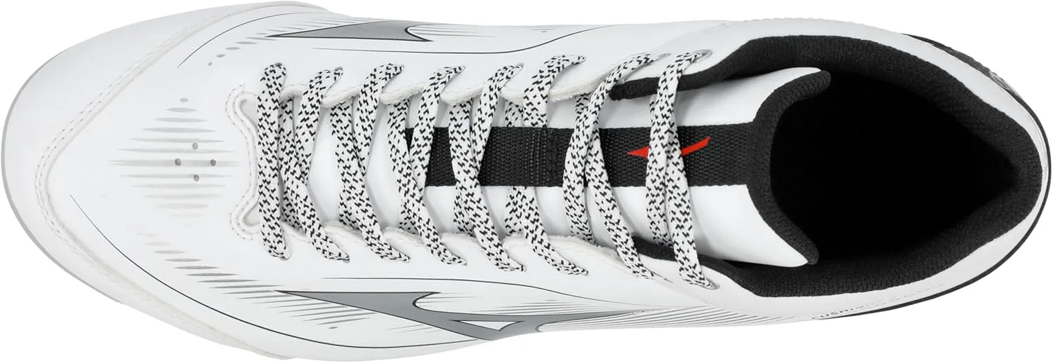 Мужские кроссовки Mizuno Cushionrevo Diamond Mid с шипами TPU, белый/черный — фото 4