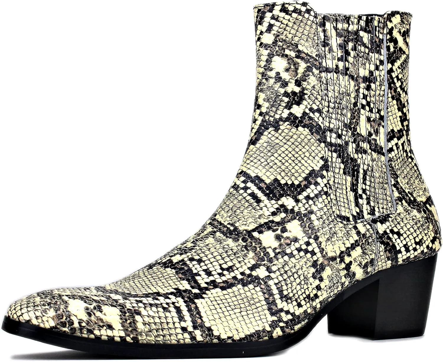 

Мужские ботинки OSSTONE Chelsea на щиколотку, кожаные, с принтом под змею, ботинки чукка на каблуке, ретро стиль, модель JY039-US, бежевый