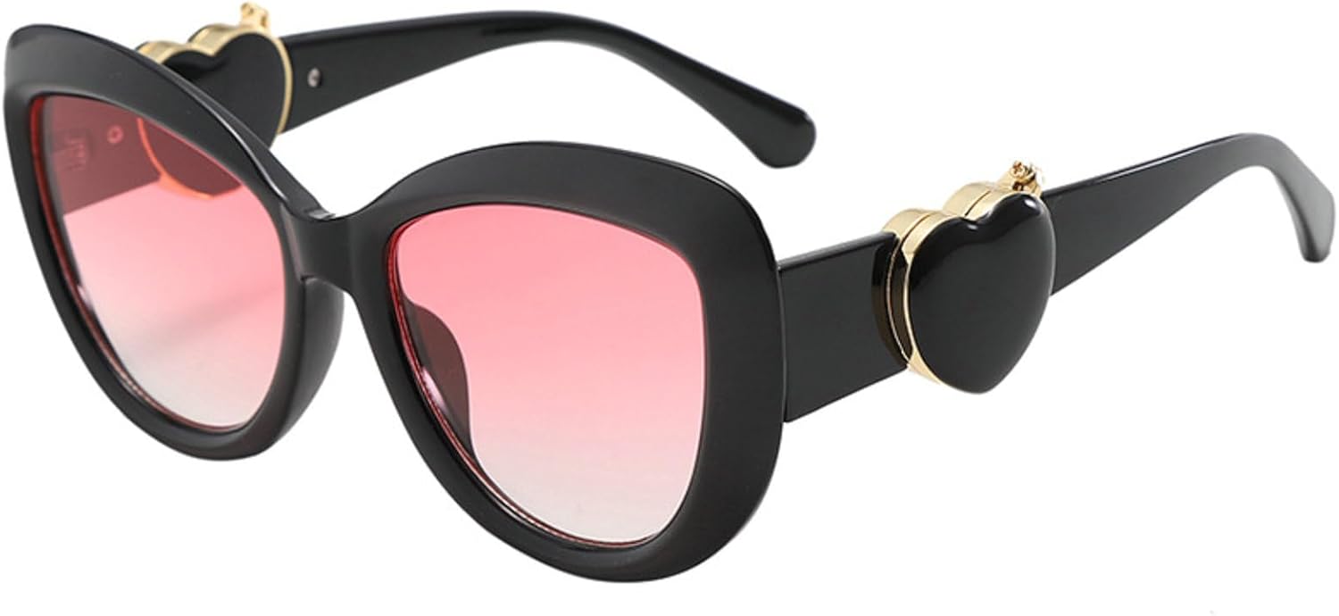 

Модные солнцезащитные очки большого размера «кошачий глаз» для женщин и мужчин, стильные солнцезащитные очки в форме сердца с защитой от УФ-излучения UV400 mincl, Black Light Pink