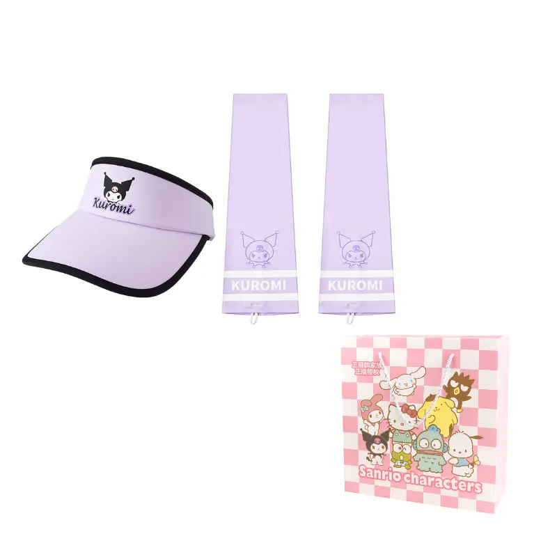 

Sanrio Куломская панама из полиамида унисекс, Kuromi Visor Sun Protection Hat+Cooling Arm Sleeves