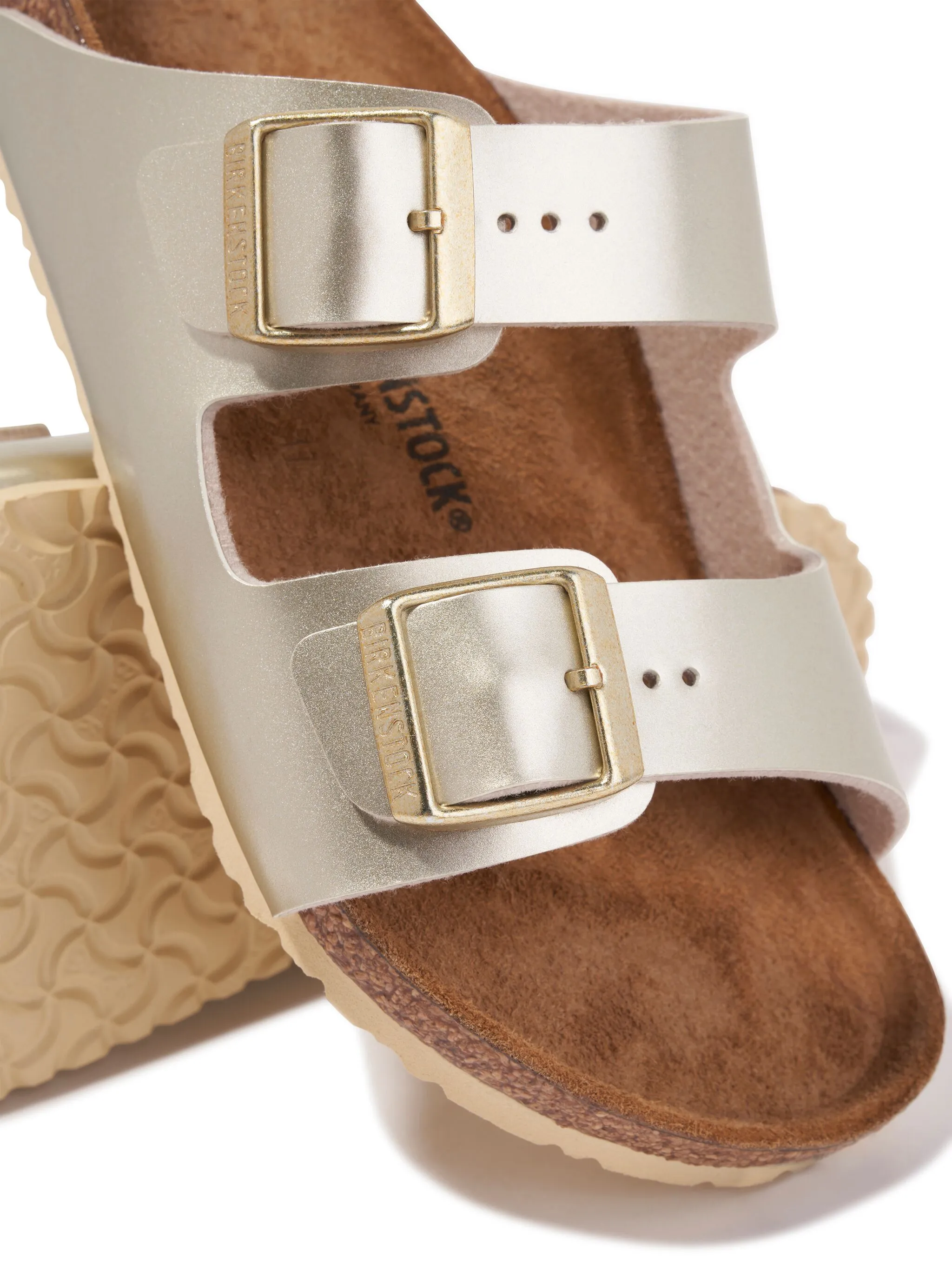 Сандалии Arizona с эффектом металлик Birkenstock Kids, золотистый — фото 4