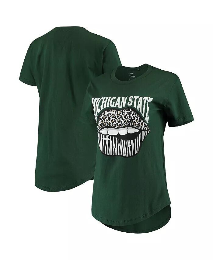 

Зеленая женская футболка Michigan State Spartans Wild Lips Core Pressbox