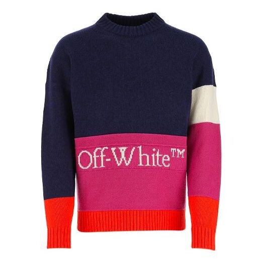 

Свитер ss21 colorblock logo round neck long sleeves blue Off-White, синий