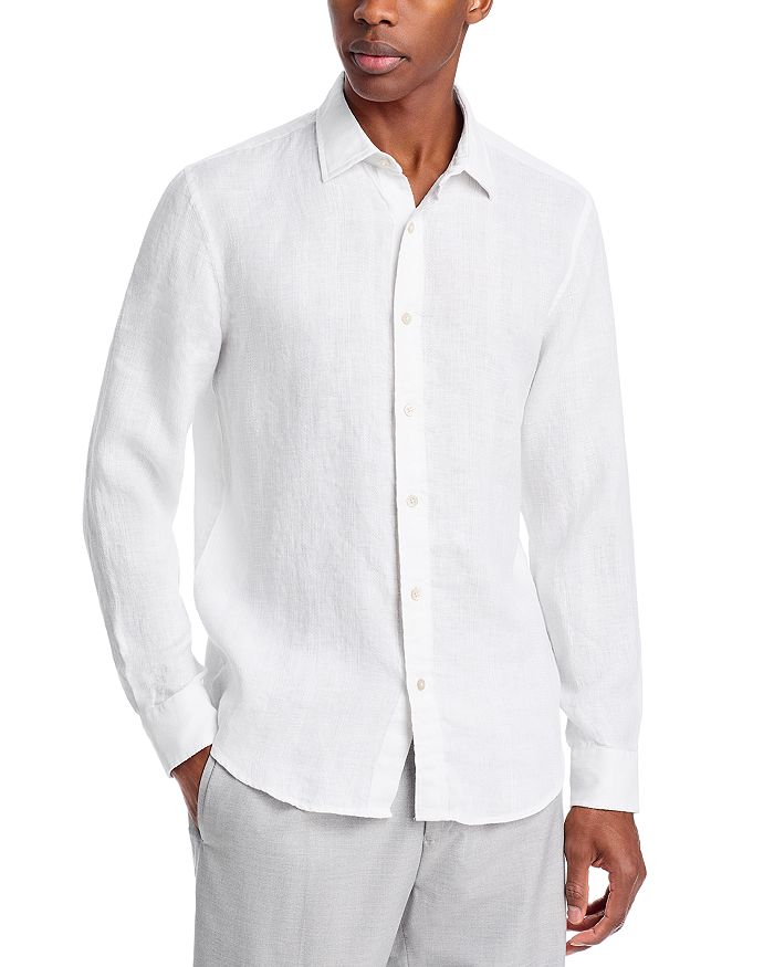 

Рубашка из льна Tonal Stitch Standard Fit The Men's Store at Bloomingdale's, белый