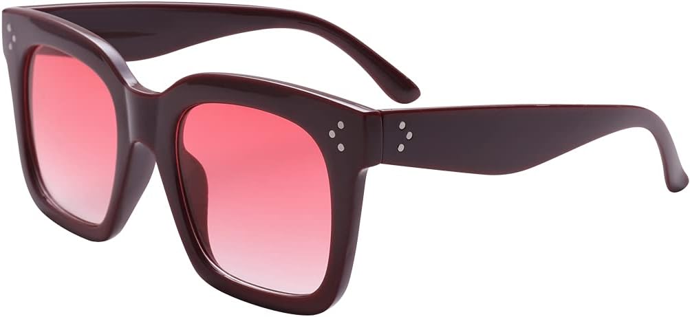 

Винтажные женские солнцезащитные очки большого размера, дизайнерские, роскошные, квадратной формы, защита от УФ-излучения UV400, плоские линзы TAOTAOQI, Wine Red Frame Red Gradient Lens