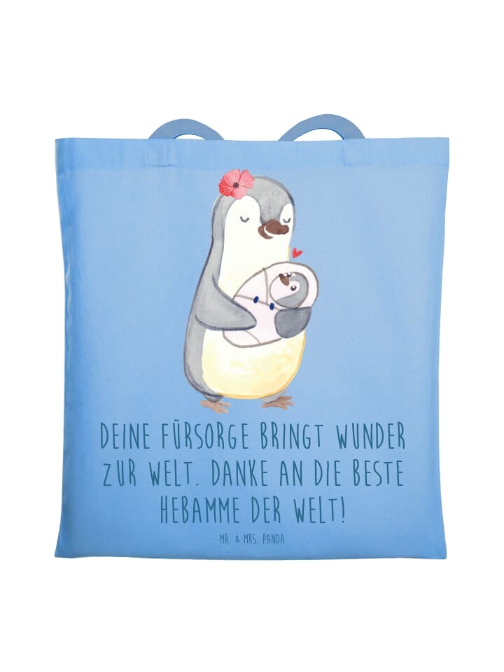 

Сумка Mr. & Mrs. Panda Tragetasche Beste Hebamme mit Spruch, небесно-синий