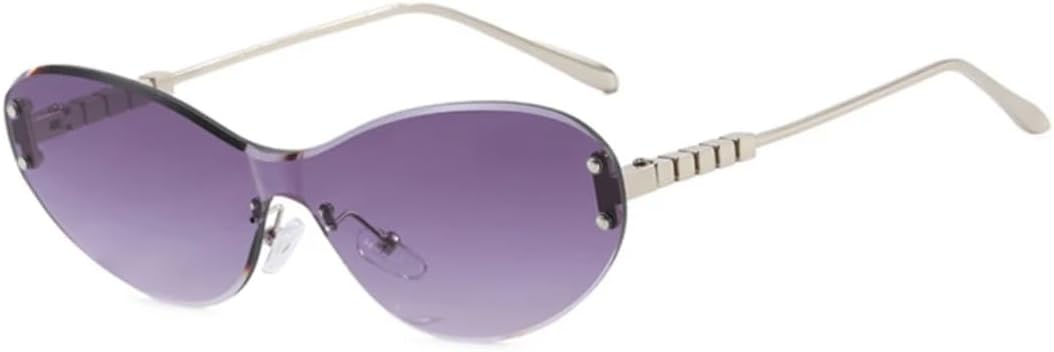 

Модные панк-солнцезащитные очки без оправы овальной формы для женщин, металлические солнцезащитные очки для мужчин, очки для вождения, защита от УФ-излучения UV400 VVTWSSW, Gradient Gray