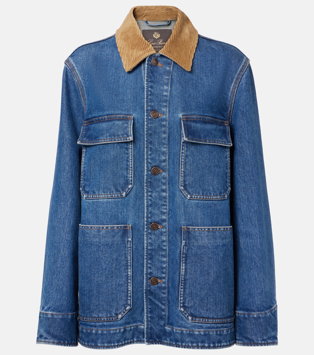 

Джинсовая куртка с вельветовой отделкой Loro Piana, Light Blue Wash
