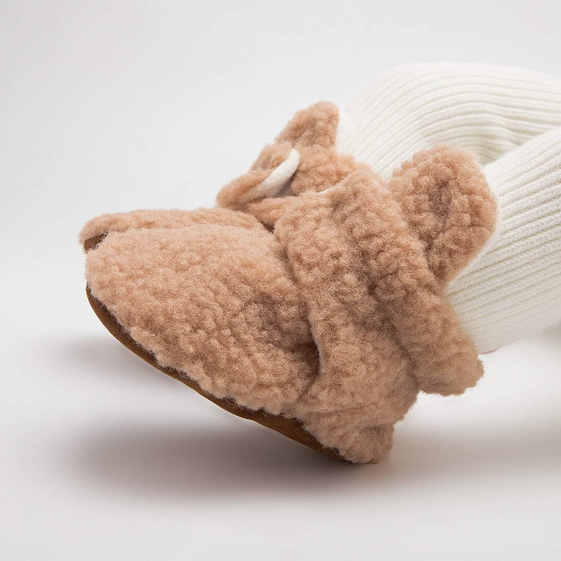 HsdsBebe Унисекс Новорожденные Детские Хлопковые Пинетки с Нескользящей Подошвой для Малышей Мальчиков и Девочек Зимние Теплые Флисовые Носочки-Обувь, D/Fleece Khaki — фото 2