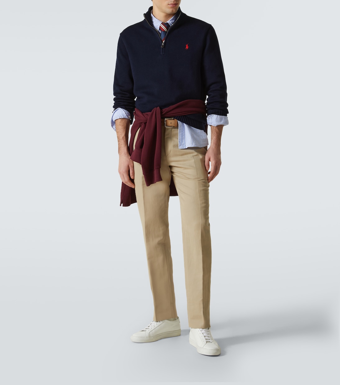 Хлопковый полузастёгивающийся свитер с логотипом Polo Ralph Lauren, Hunter Navy — фото 2