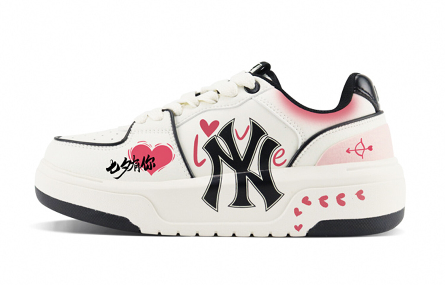 

Кроссовки MLB Chunky Liner Skateboarding Shoes Unisex Low-top White/pink, белый