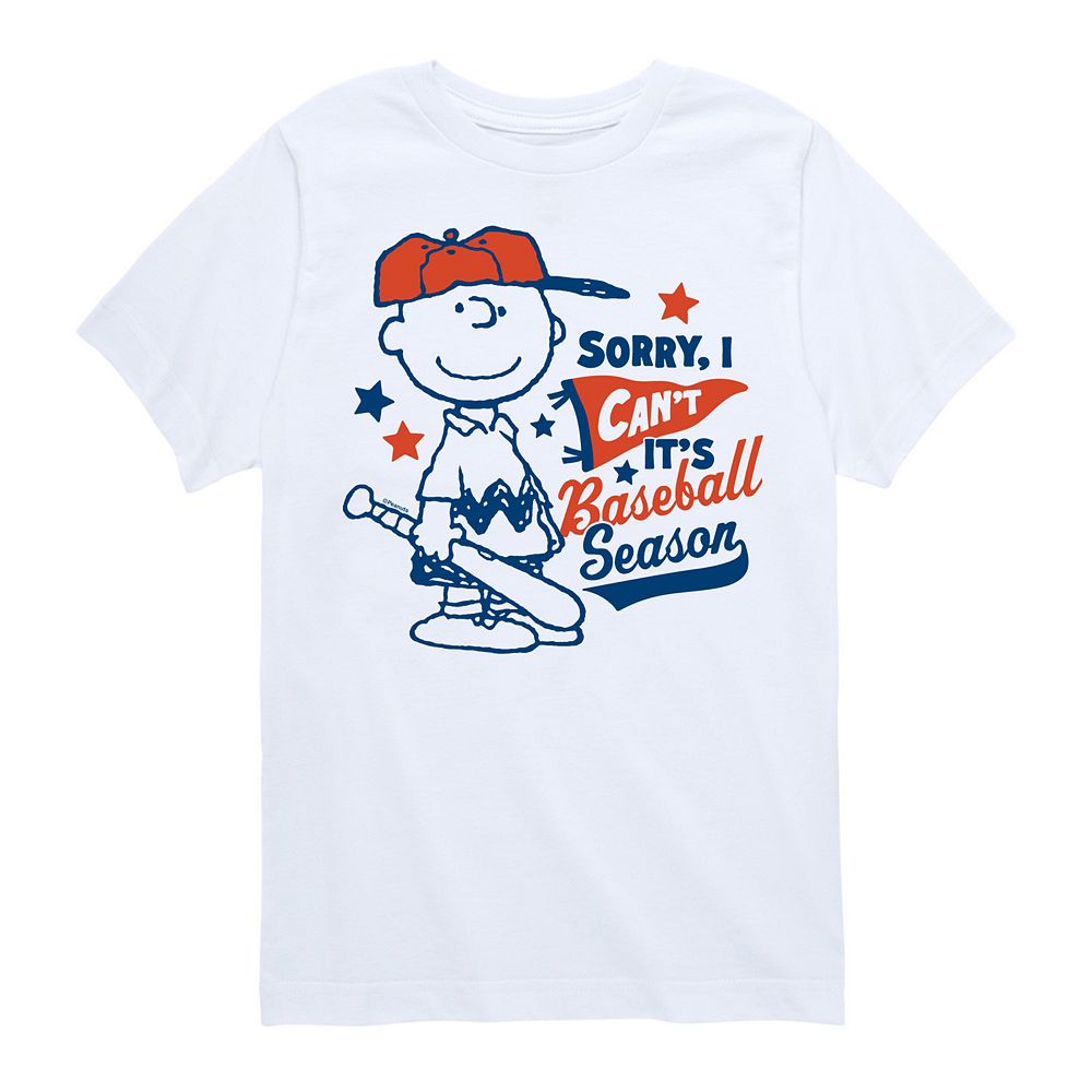 

Футболка с рисунком Peanuts It Baseball Season для мальчиков 8–20 лет Licensed Character, белый