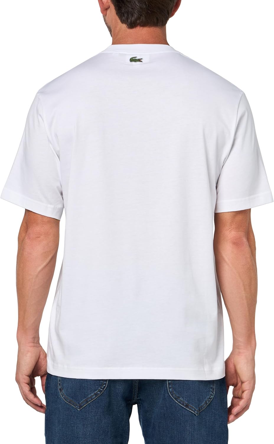 Мужская вышитая хлопковая футболка Lacoste, White — фото 2
