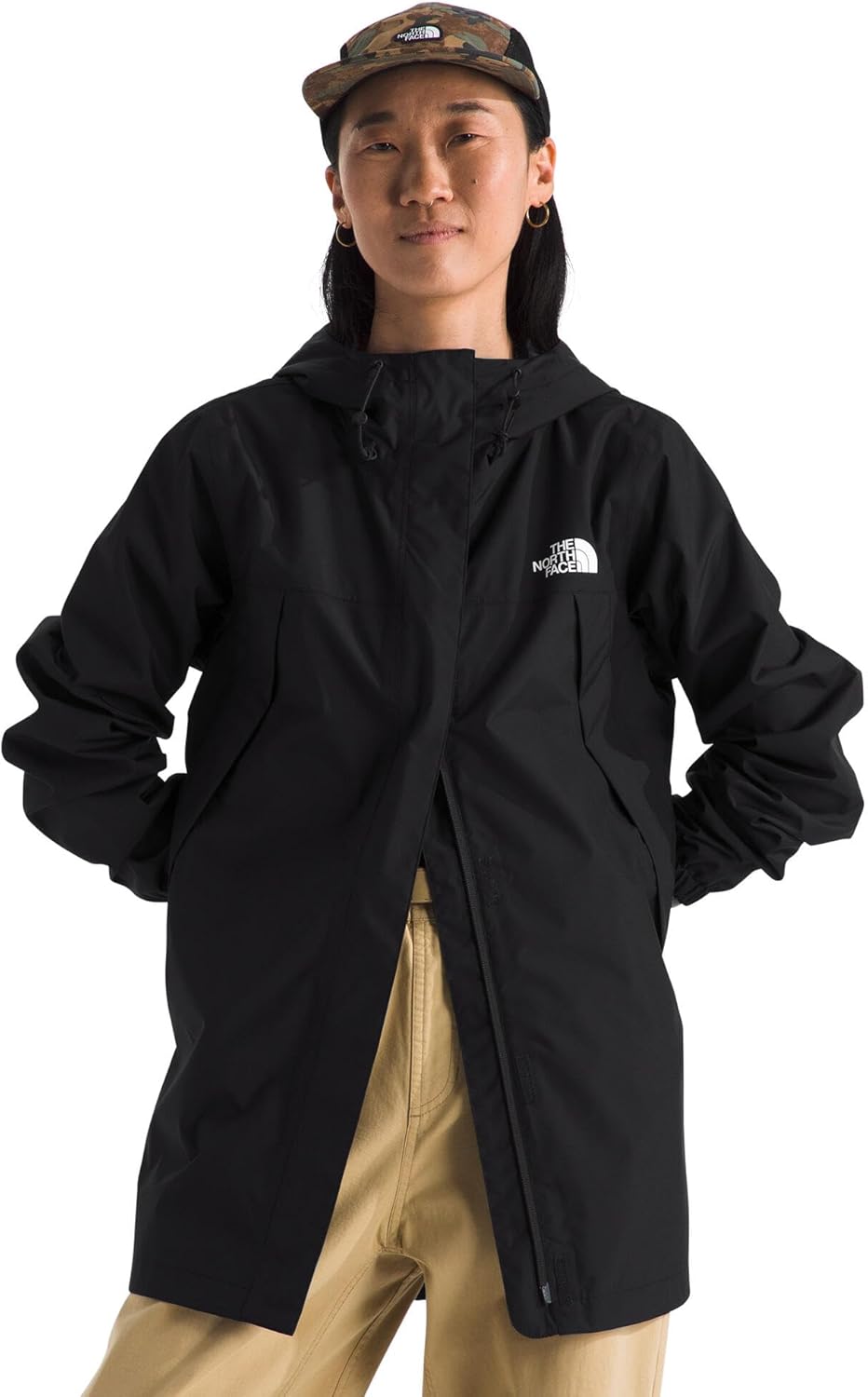 

THE NORTH FACE Женская куртка Antora Rain Parka с водонепроницаемым дышащим материалом, герметичными швами, регулируемым капюшоном и карманами на молнии, Tnf Black