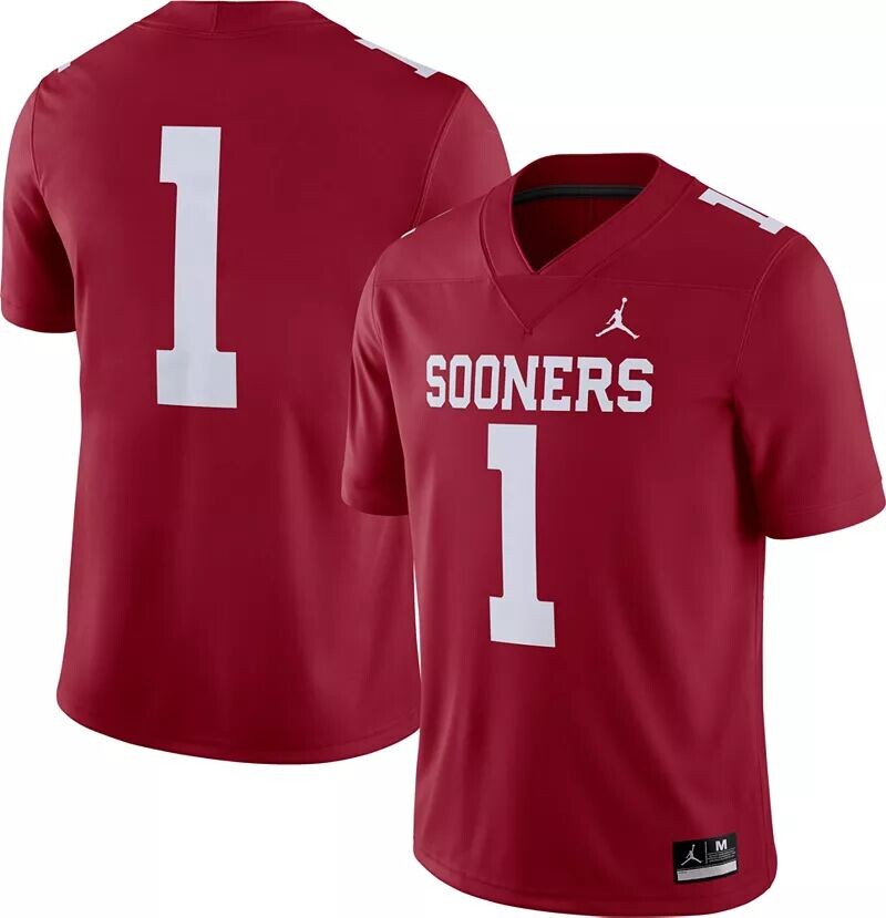 

Мужская футбольная майка Jordan Oklahomaooners #1 Crimson Dri-FIT Game