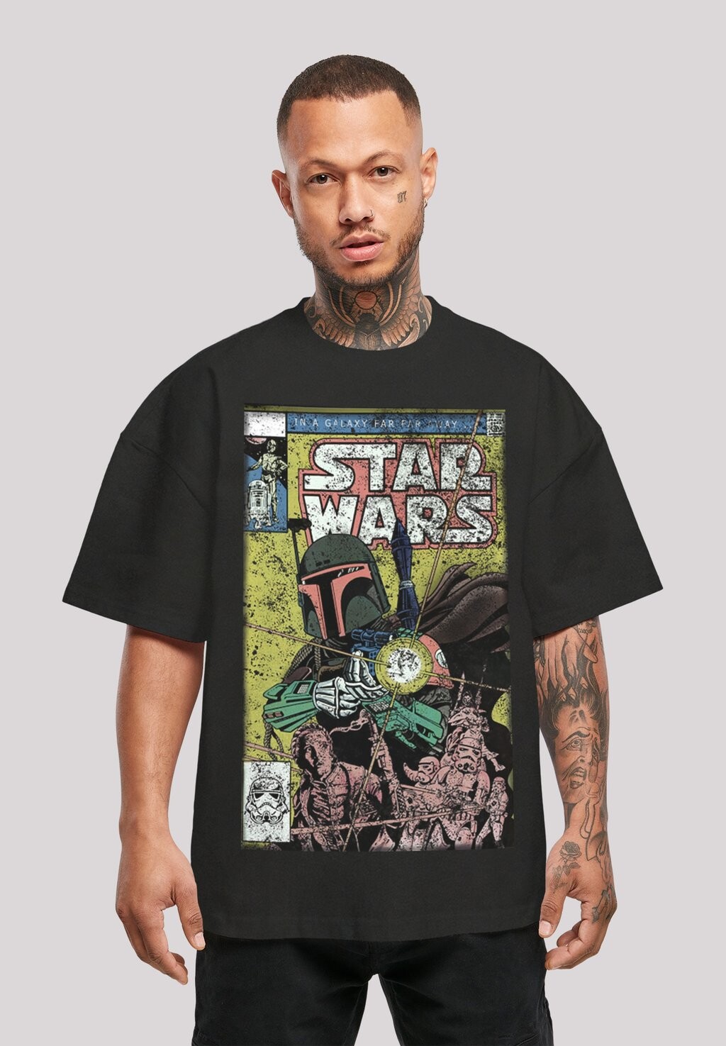 

Футболка с принтом STAR WARS BOBA FETT COMIC OVERSIZE F4NT4STIC, цвет black