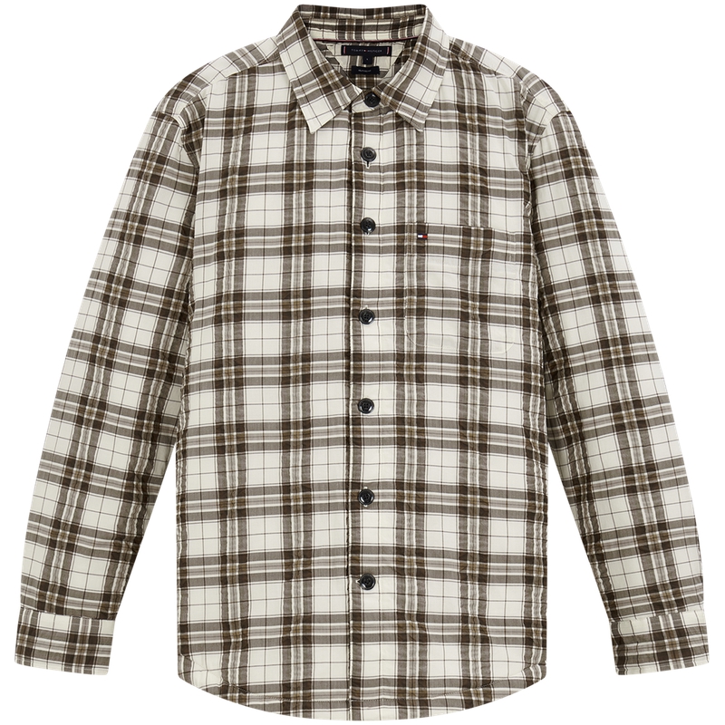 

Рубашка мужская коричнево-белая в клетку 0M7 Tommy Hilfiger, коричневый/белый