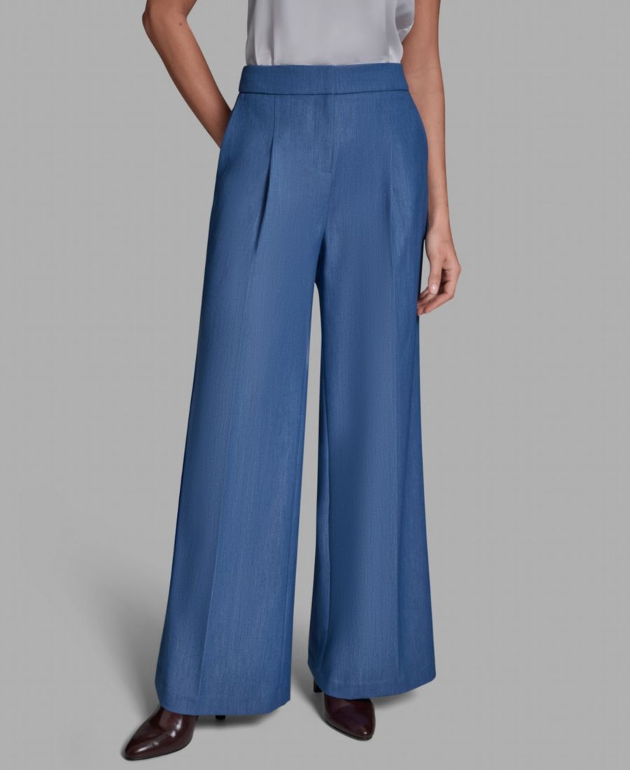 

Женские брюки с высокой посадкой и широкими штанинами BCBG, River Mist Denim (Mill Color #